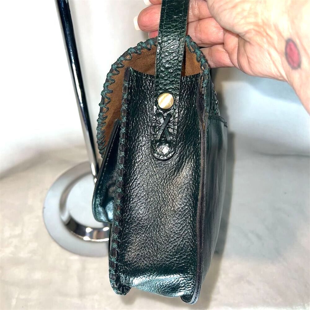 Patricia Nash Beaumont Dark Green Crossbody Bag Flap Tassel - Picture 7 of 15